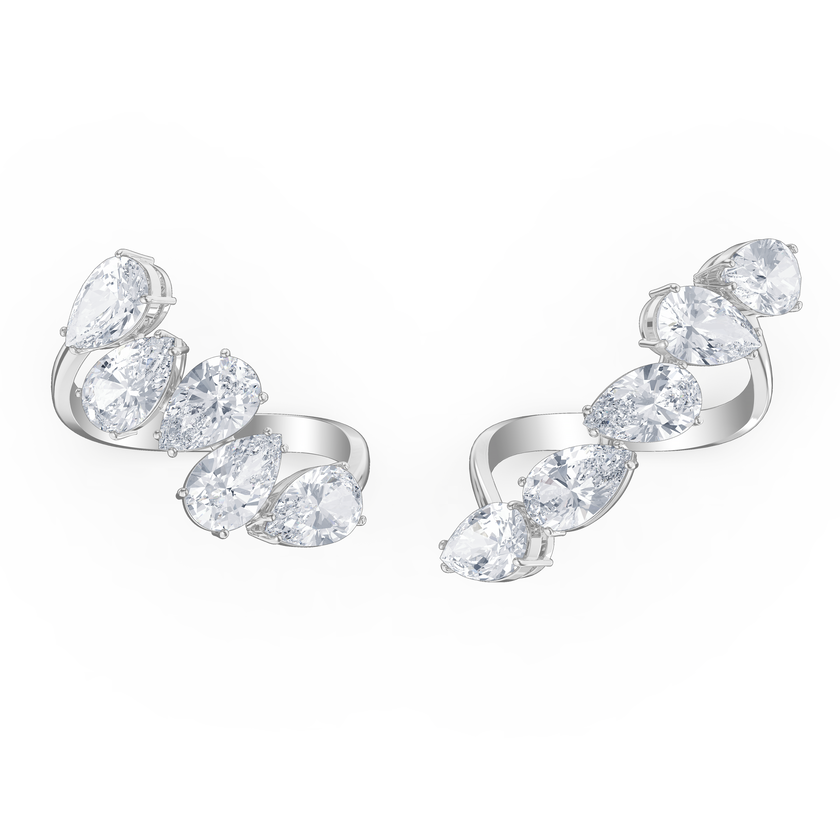 swarovski millenia cocktail ring  set  white  rhodium plated